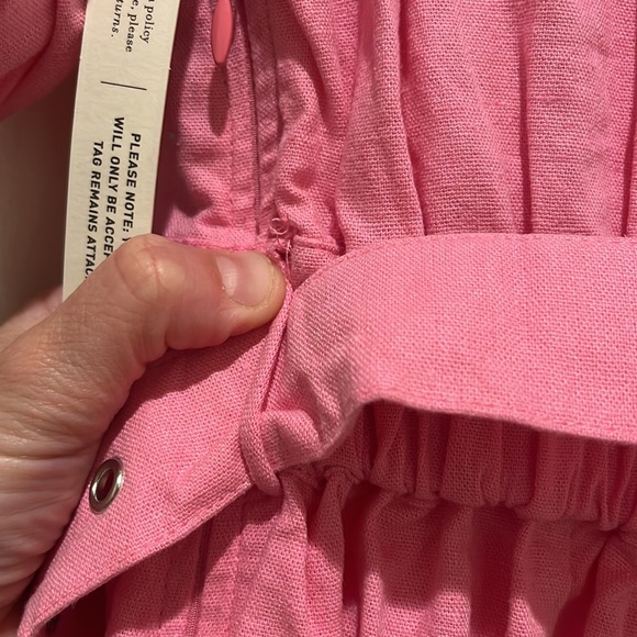 Anthropologie S/W/F Violetta Linen Belted Mini Pink Shirtdress Dress - Picture 11 of 12